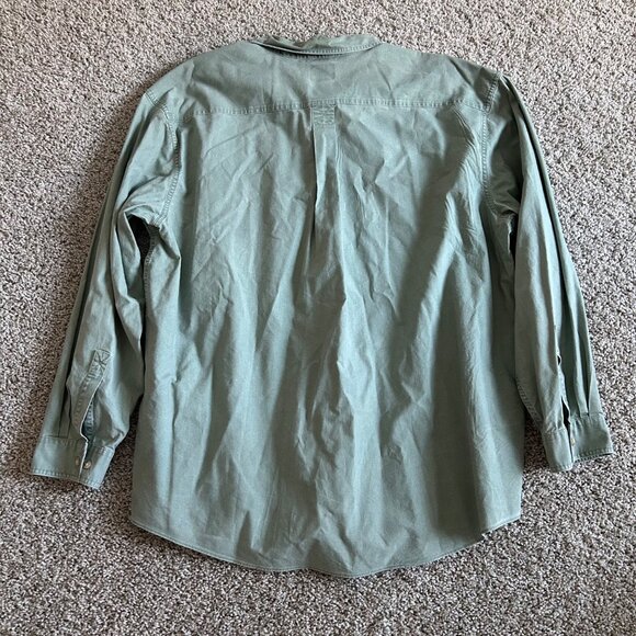 L.L.Bean Mens XXL Traditional Fit Green Button-Up Shirt Long Sleeve Shirt - Picture 6 of 8